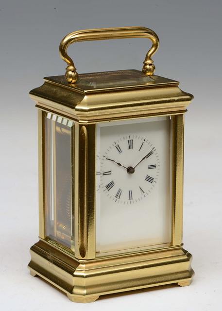 Appraisal: A FRENCH MINIATURE EIGHT DAY CARRIAGE TIMEPIECE with white enamel