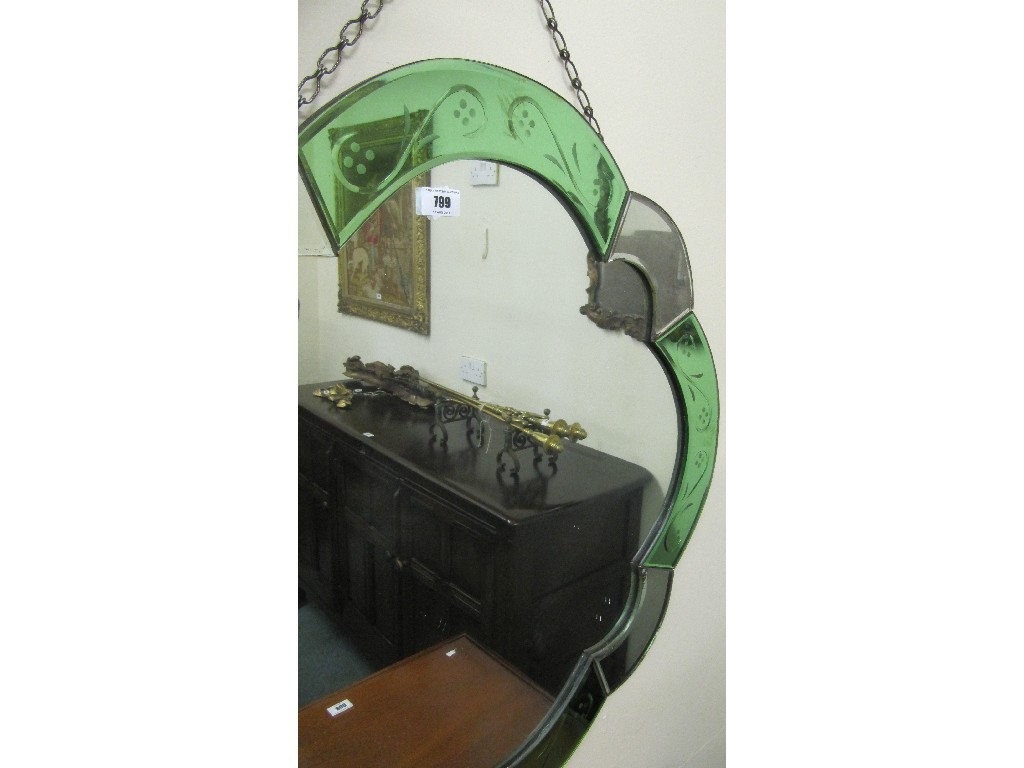 Appraisal: Green tinted wall mirror