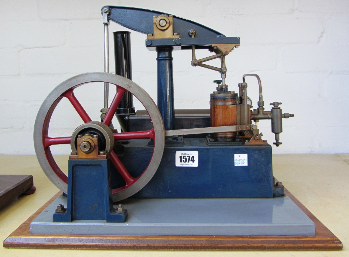 Appraisal: A Stuart steam engine and boiler on mahogany plinth base