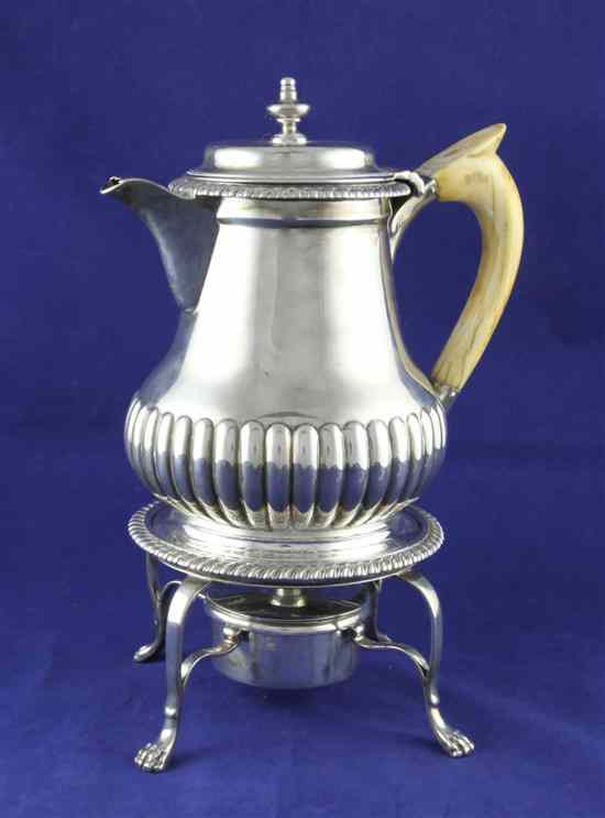 Appraisal: A George III demi fluted silver coffee biggin on stand