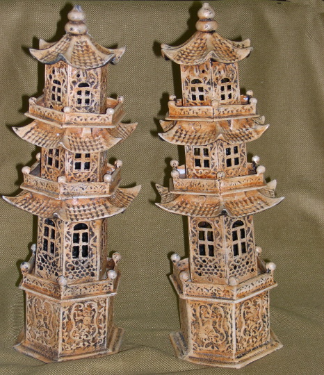 Appraisal: Weighty Pair of English Chinoiserie Cast-Iron Garnitures in the form