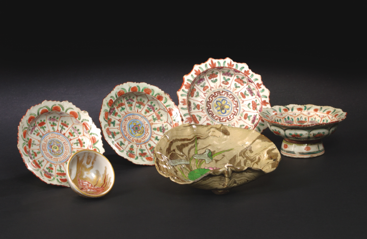 Appraisal: Six-Piece Group of Oriental Pottery Articles first quarter th century