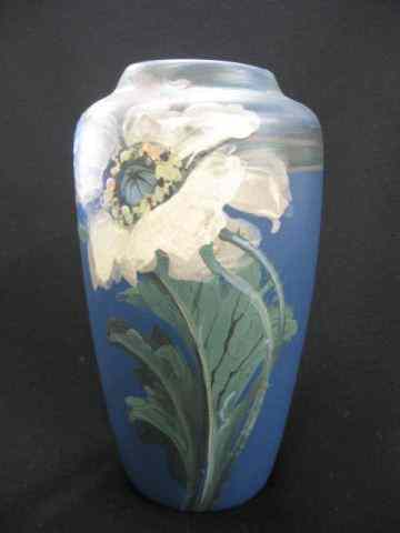 Appraisal: Weller Hudson Art Pottery Vase superb handpainted floral on blue