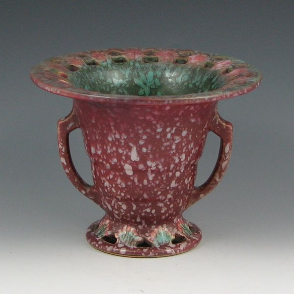 Appraisal: Roseville Ferella - handled vase in red and teal Unmarked