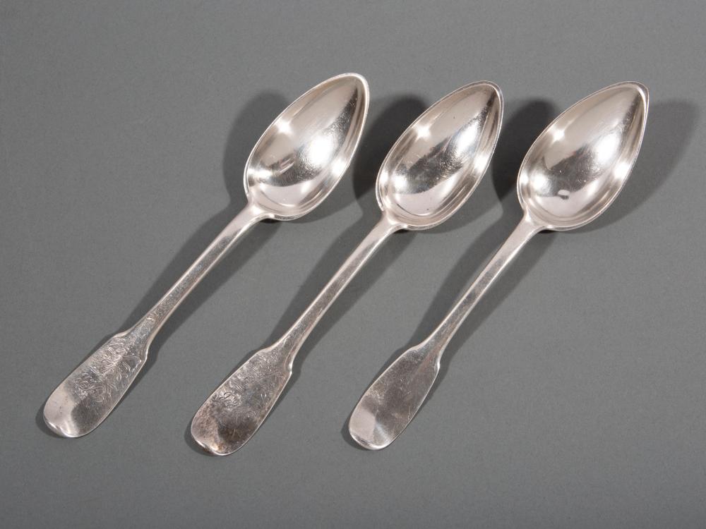 Appraisal: Three New Orleans Coin Silver Uniplat Tablespoons Jean-Noel Delarue b