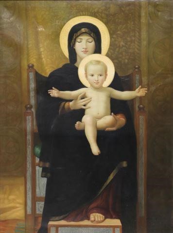 Appraisal: Framed oil on canvas painting Madone assise Virgin and Child