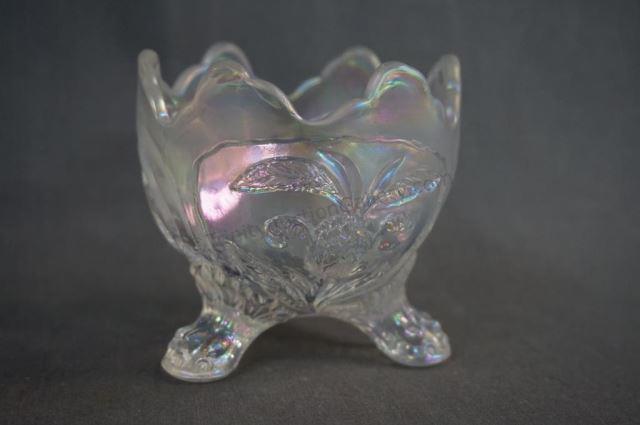 Appraisal: Imperial White Carnival Glass Iris Toed Nappy Produced - by