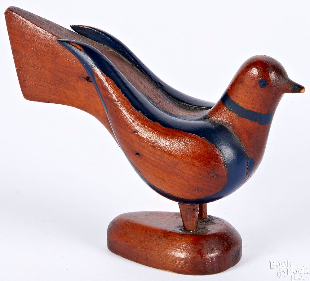 Appraisal: Carved and painted birds Carved and painted group of three