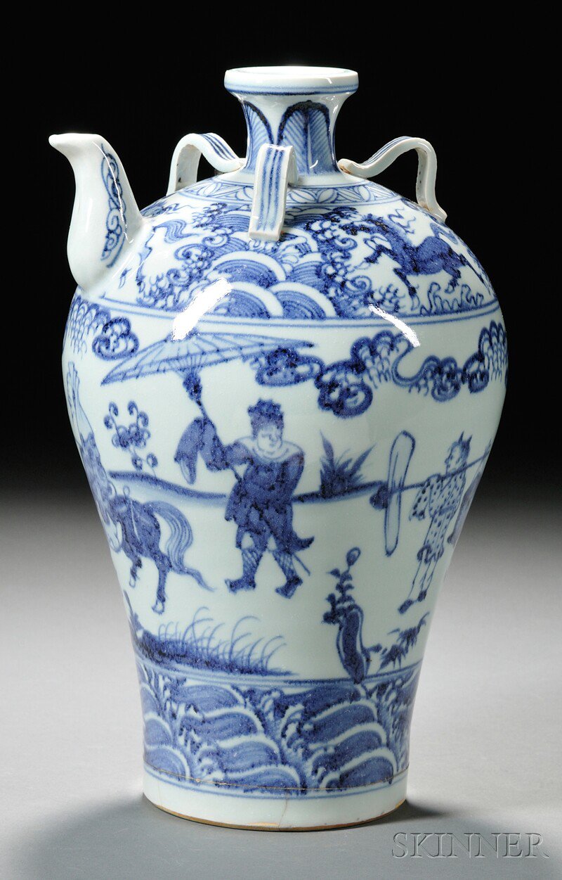 Appraisal: Blue and White Meiping Ewer China Ming dynasty style with