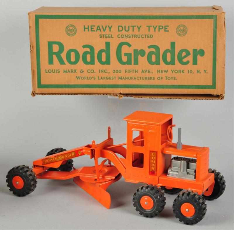 Appraisal: Pressed Steel Marx Road Grader Toy American Toy marked Lumar