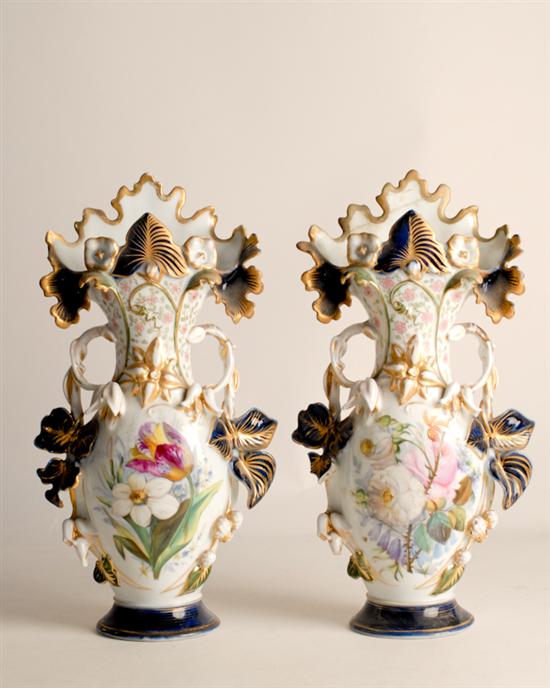 Appraisal: A Pair of th C Porcelain Vases with handpainted floral