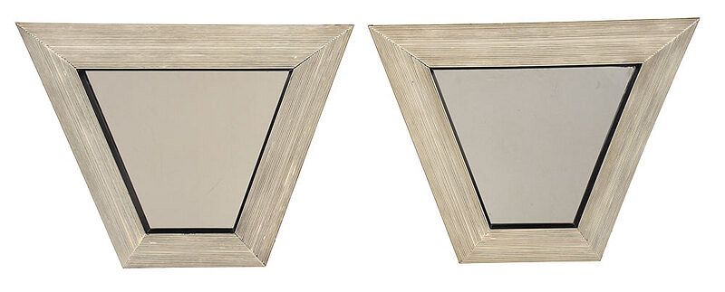 Appraisal: Pair of Modern Fluted Trapezoidal Mirrors Continental American pair trapezoid