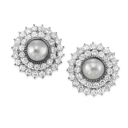 Appraisal: Pair of Mabe Pearl and Diamond Earrings Estimate -