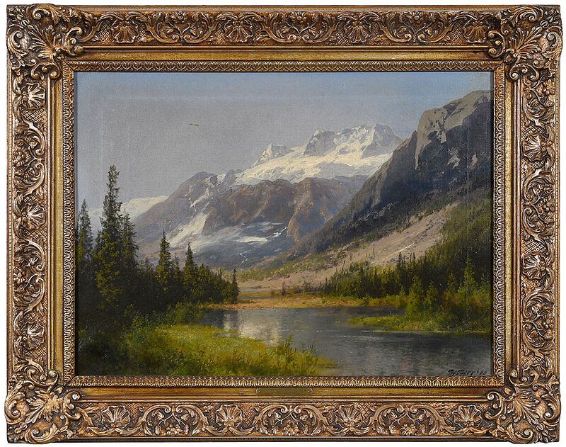 Appraisal: Hermann Herzog German America - High Country Lake signed lower