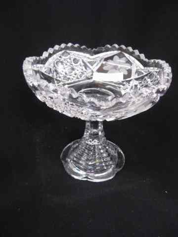 Appraisal: Cut Glass Compote hobstar floral step base '' excellent