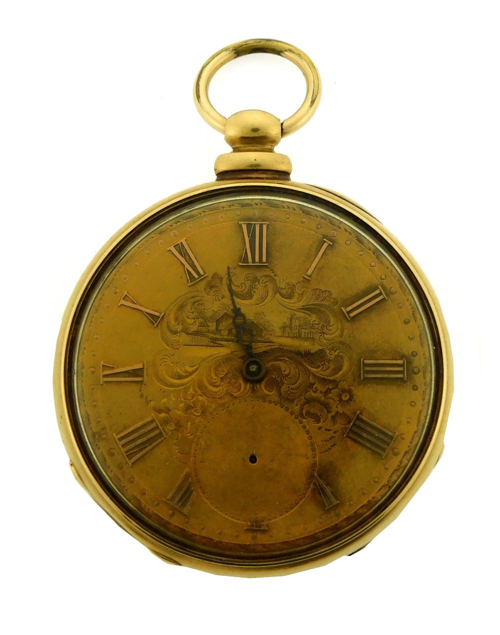 Appraisal: JEWELRY K Open Face Key Wind Pocket Watch key wind