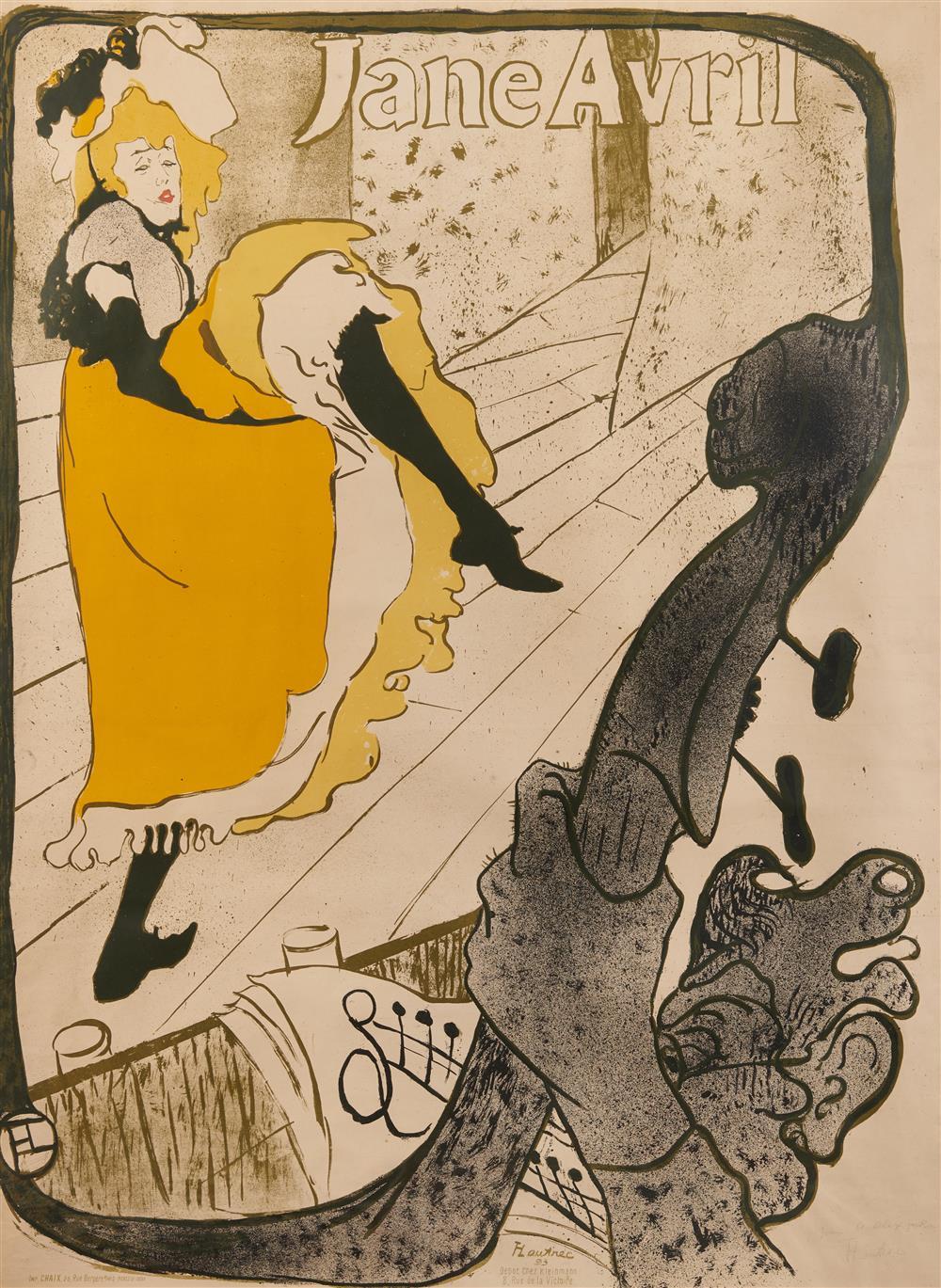 Appraisal: HENRI de TOULOUSE-LAUTREC French - Jane Avril lithograph in colors