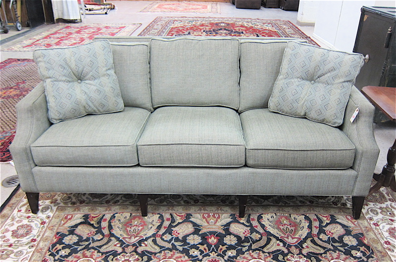 Appraisal: CONTEMPORARY GREEN FABRIC SOFA Chelsea model Liz Claiborne Home line