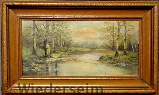 Appraisal: Oil on board painting of a landscape with a stream