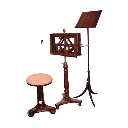 Appraisal: Two Mahogany Music Stands Together with an Empire Style Gilt-Metal