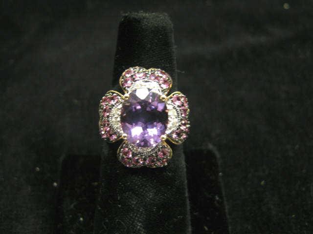 Appraisal: Amethyst Diamond Ring rich gems throughout in k yellow gold