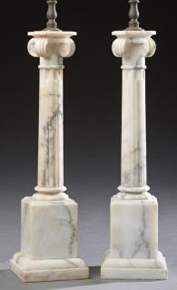 Appraisal: Pair of Carved Alabaster Table Lamps early th c Pair