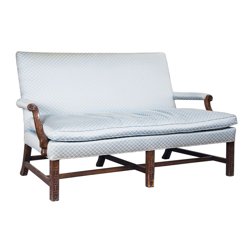 Appraisal: Geoge III Mahogany Settee The rectangular padded backrest and seat