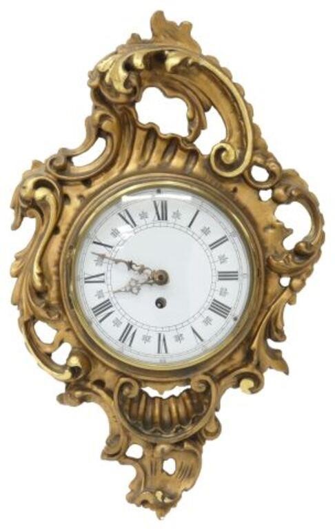 Appraisal: Louis XV style giltwood cartel clock th c having hinged