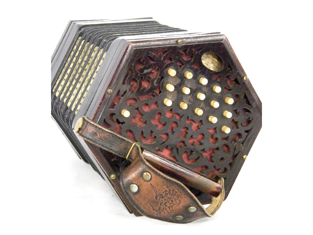 Appraisal: Good Lachenal three row Anglo concertina with thirty one bone