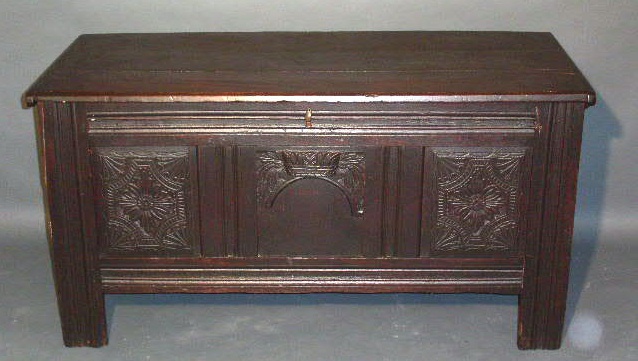 Appraisal: Jacobean style oak coffer h x w x d