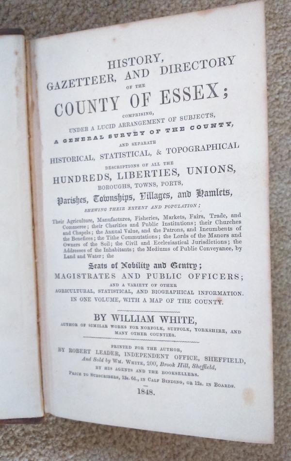 Appraisal: White William History Gazeteer and Directory of the County of