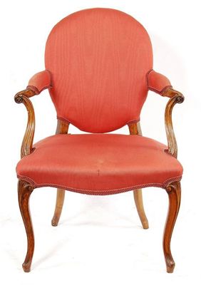 Appraisal: A late th century open armchair the oval back padded