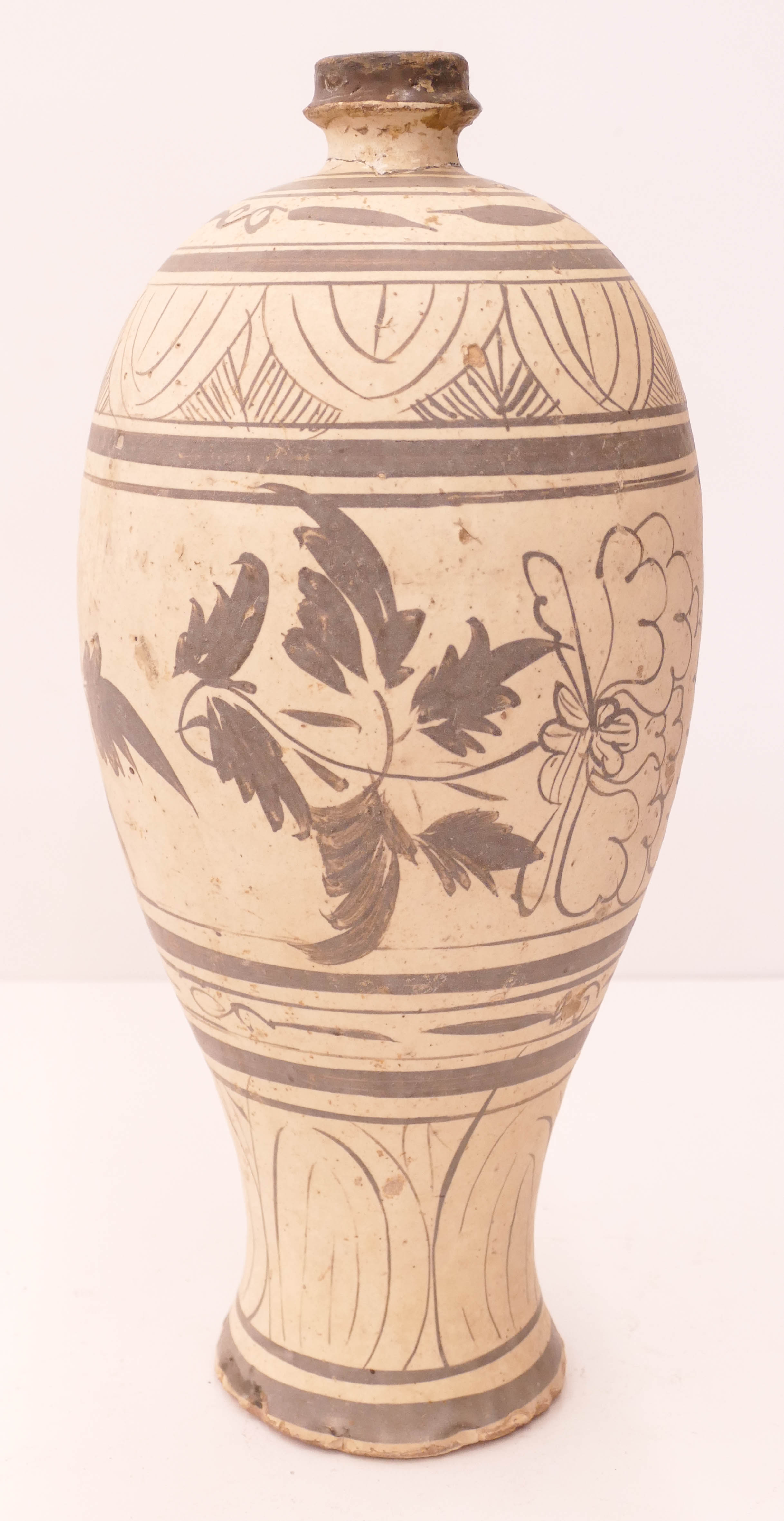 Appraisal: Chinese Song Cizhou Floral Meiping Vase ''x '' Sgraffito decoration