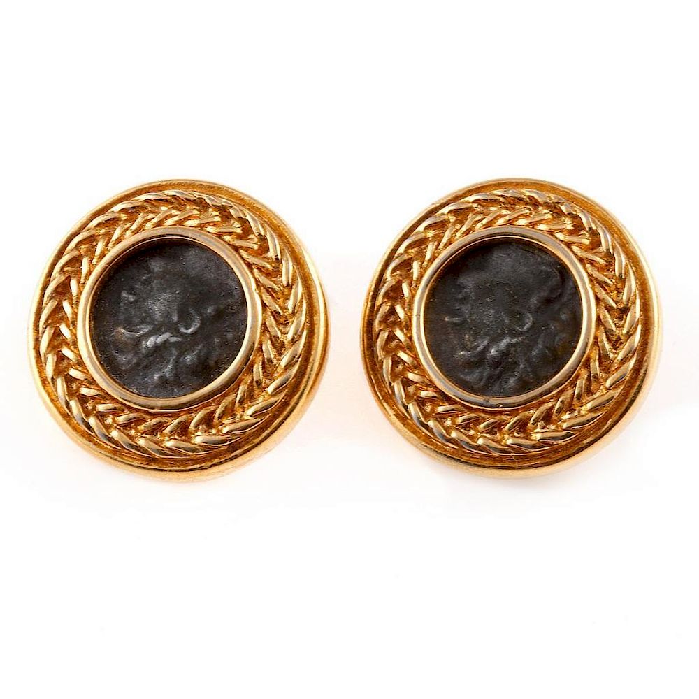 Appraisal: Chanel Vintage Clip-on Earrings with box Made in France diameter