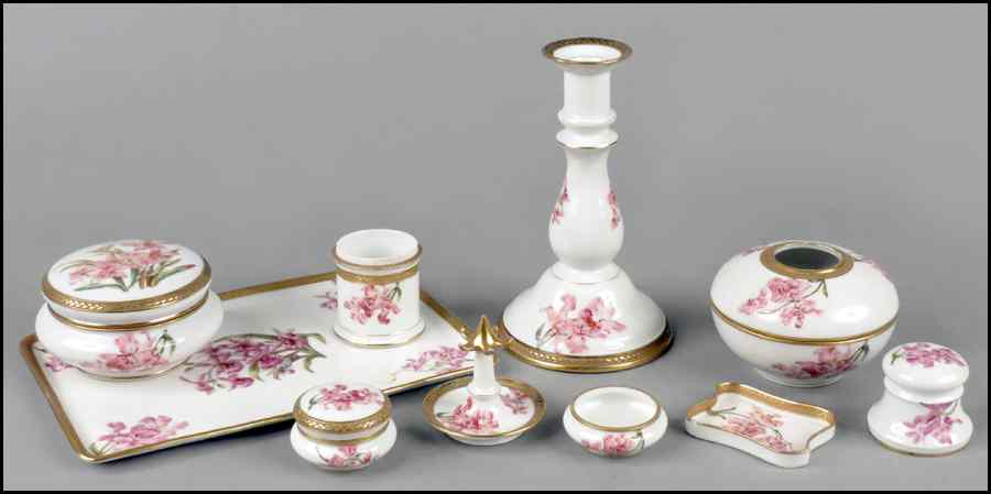 Appraisal: T V LIMOGES PORCELAIN VANITY SET Comprised of a tray