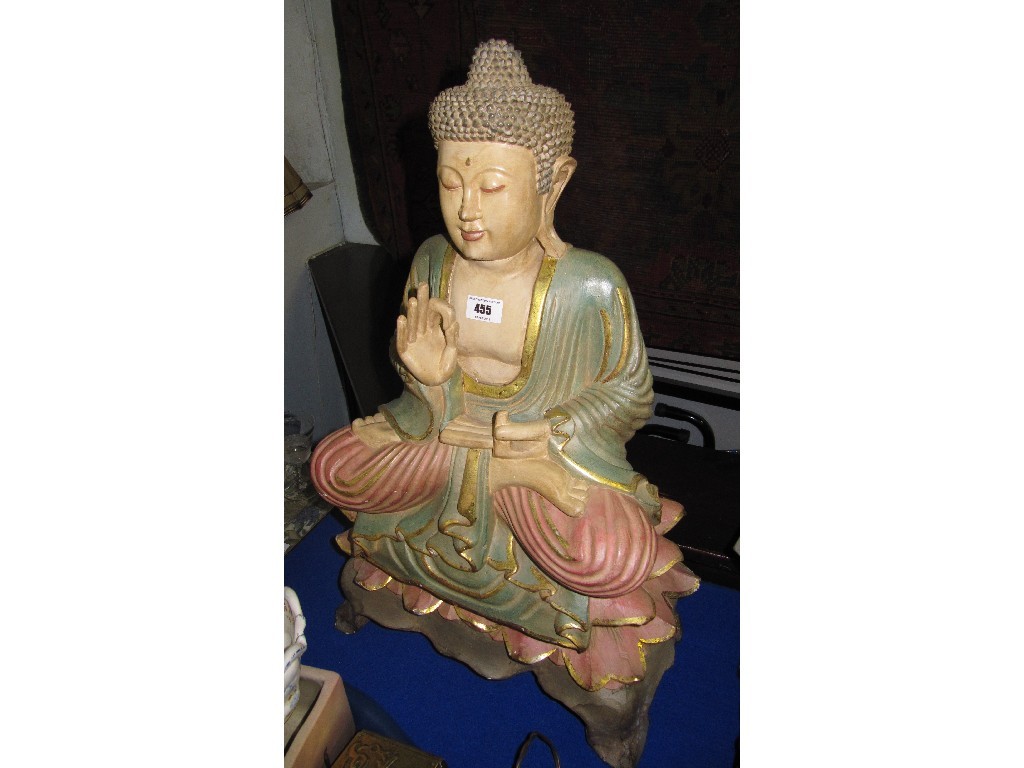 Appraisal: Carved and painted figure of a Thai Buddha