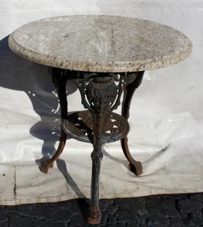 Appraisal: Cast Iron marble top garden table diam x h