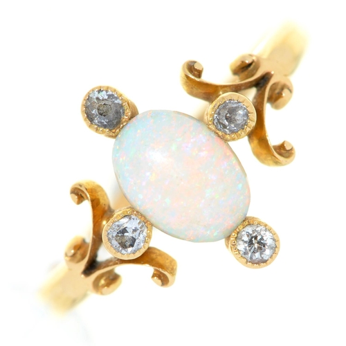 Appraisal: A Belle Epoque opal and diamond ring in ct gold