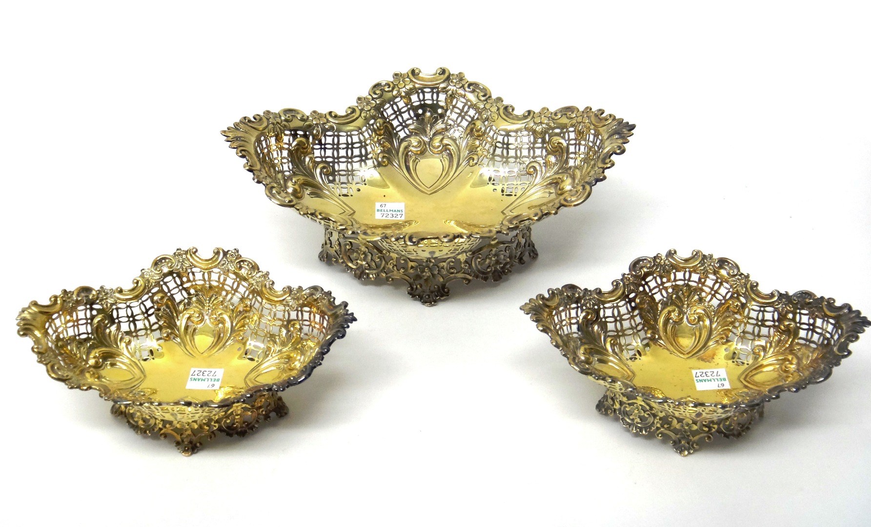 Appraisal: A Victorian silver gilt bonbon basket of shaped oval form