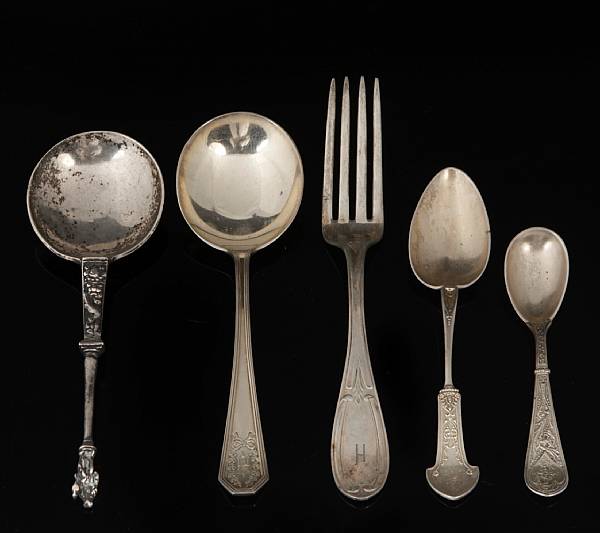 Appraisal: A group of assorted silver flatware with a plated ladle