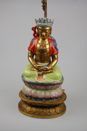 Appraisal: A Chinese famille rose porcelain figure of Buddha seated on