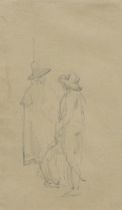 Appraisal: Richard Parks Bonington English - Attributed Standing Figures pencil sketch