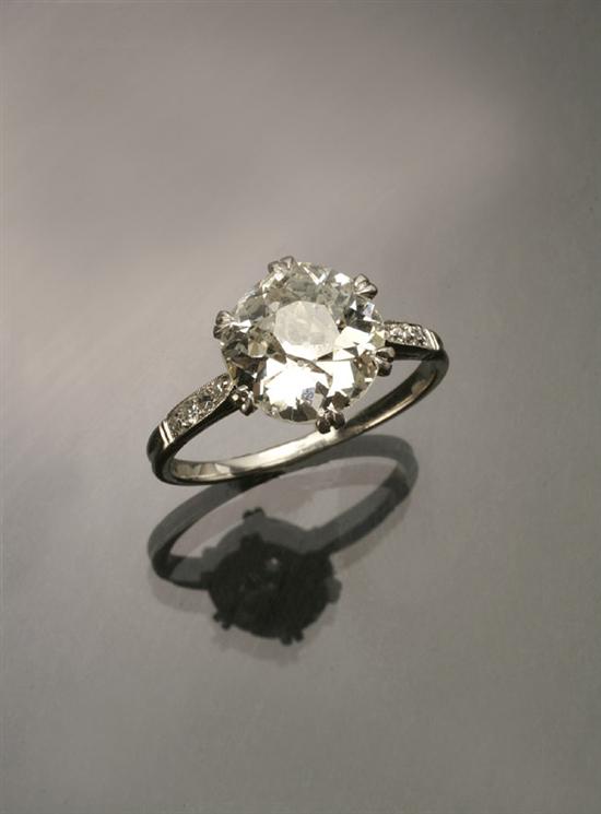 Appraisal: Art Deco Platinum Solitaire Diamond Ring Circa - Set with