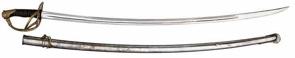 Appraisal: Light French Cavalry Sword '' nickel-plated blade with two fullers