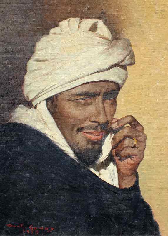 Appraisal: GODOY Antonio American th C Orientalist Portrait of Moroccan Man