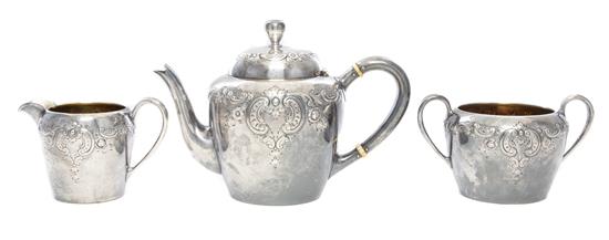 Appraisal: Sale Lot An American Silver Three-Piece Tea Service Black Starr