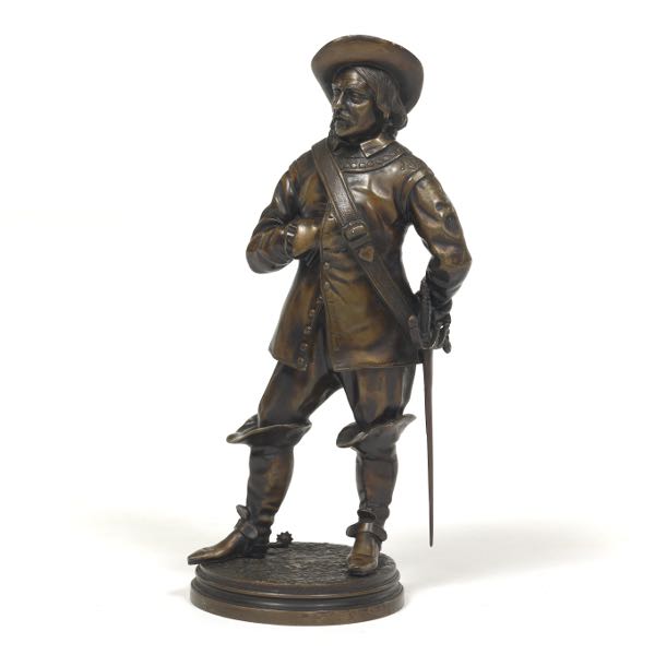 Appraisal: BRONZE OF ENGLISH CAVALIER thick and wide x tall A