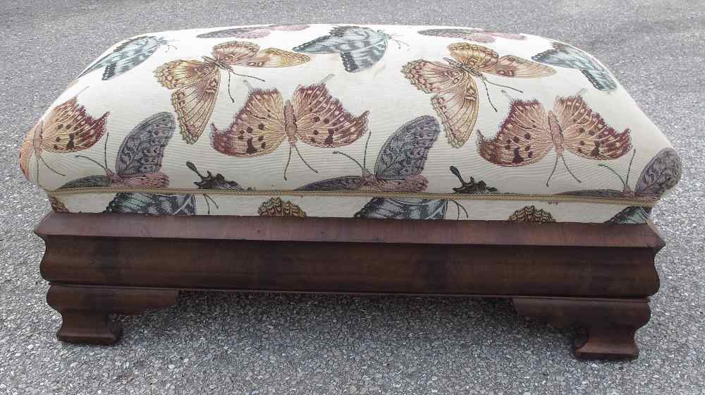 Appraisal: AMERICAN EMPIRE PERIOD OTTOMAN Later butterfly upholstery '' h x