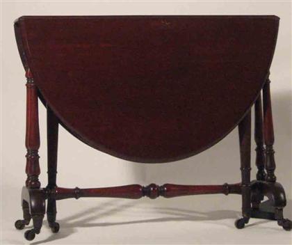 Appraisal: Mahogany sutherland drop leaf table Rectangular top with deep 'D'