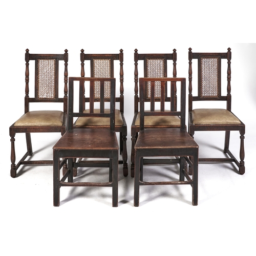 Appraisal: A set of four oak dining chairs c with caned